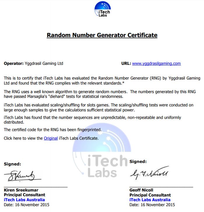 iTech Labs Certificate