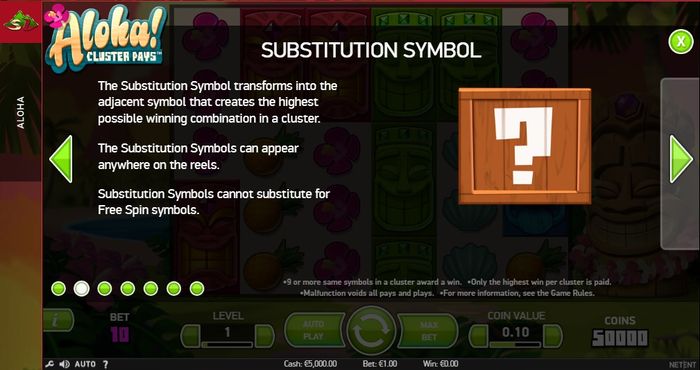  Substitution Symbol Aloha! Cluster Pays oyun avtomatında