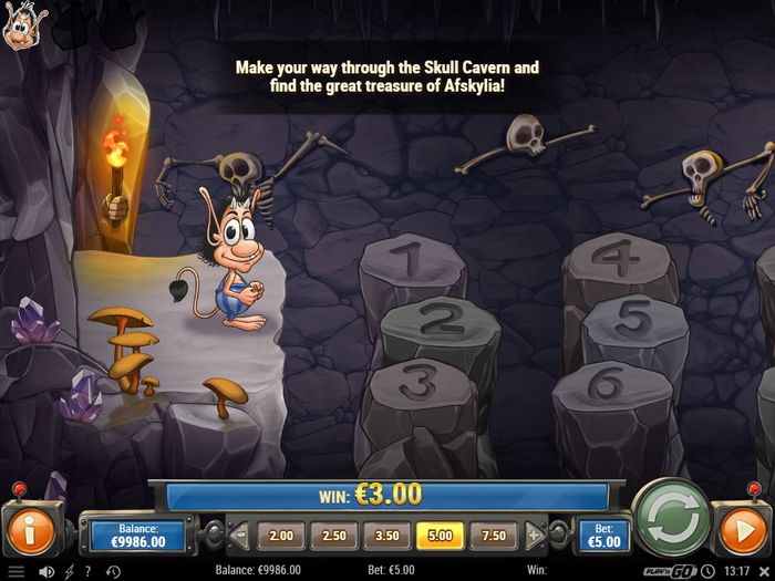 Слот Hugo 2: бонусная игра с Афскилией, первая пещера